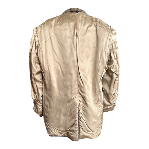 LACROSSE Vintage Wool Sport Coat Blazer Career Houndstooth Tan Elbow Patch 42L - Picture 10 of 16